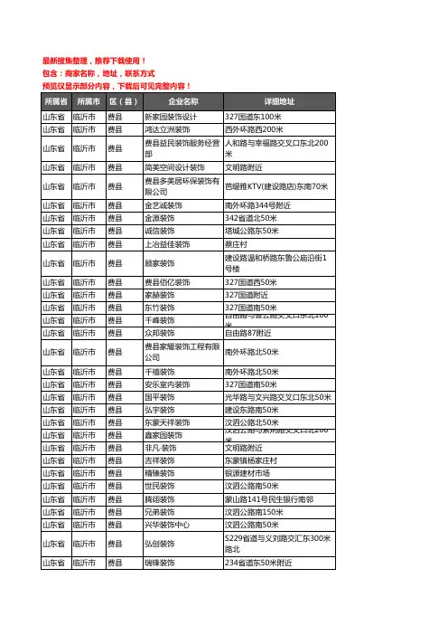 新版山东省临沂市费县装修公司企业公司商家户名录单联系方式地址大全60家