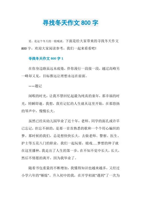 寻找冬天作文800字