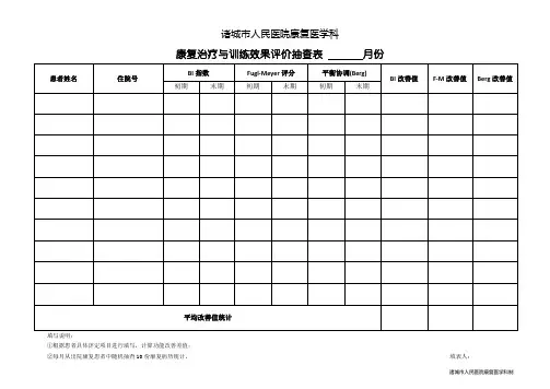 康复训练效果评价表