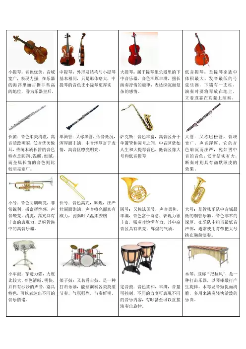 西洋乐器图片及介绍--打印