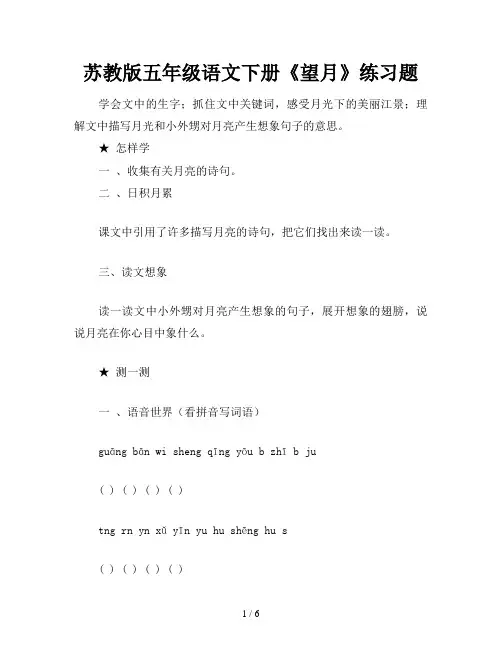 苏教版五年级语文下册《望月》练习题