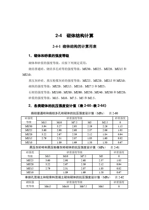 4 砌体结构计算