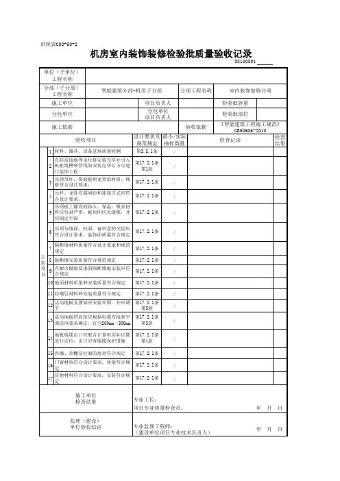 08180801_机房室内装饰装修检验批质量验收记录