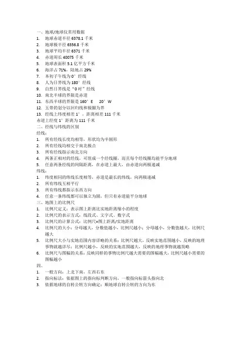 地球地球仪地图基础知识