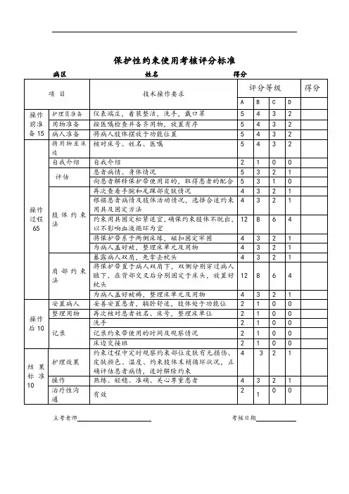 保护性约束的应用操作流程及评分标准