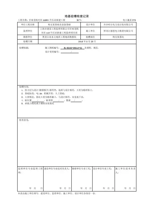 地基验槽检查记录 2