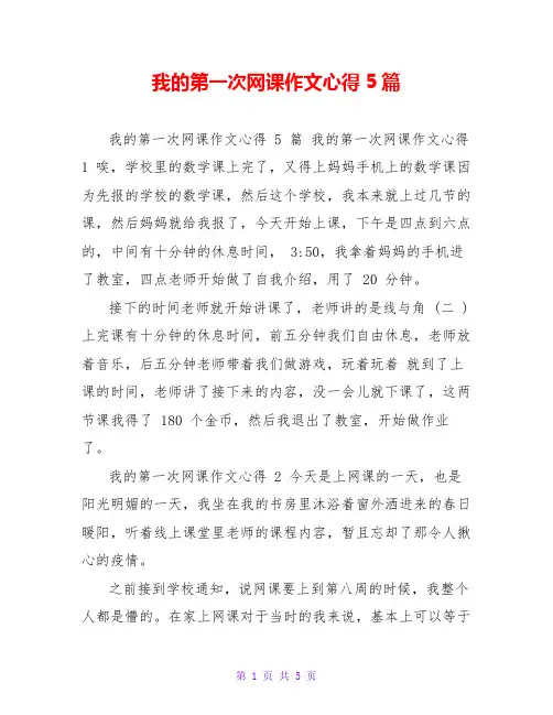 我的第一次网课作文心得5篇