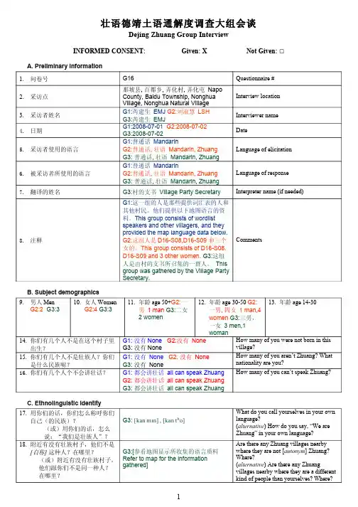 壮语德靖土语通解度调查大组会谈