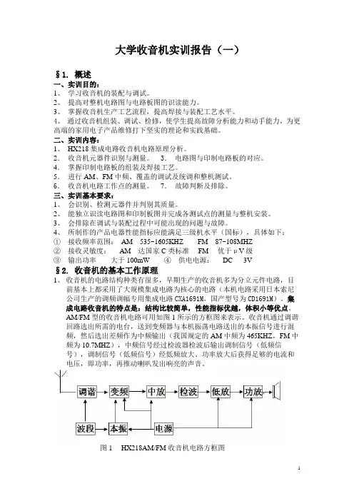大学收音机实训报告(一)