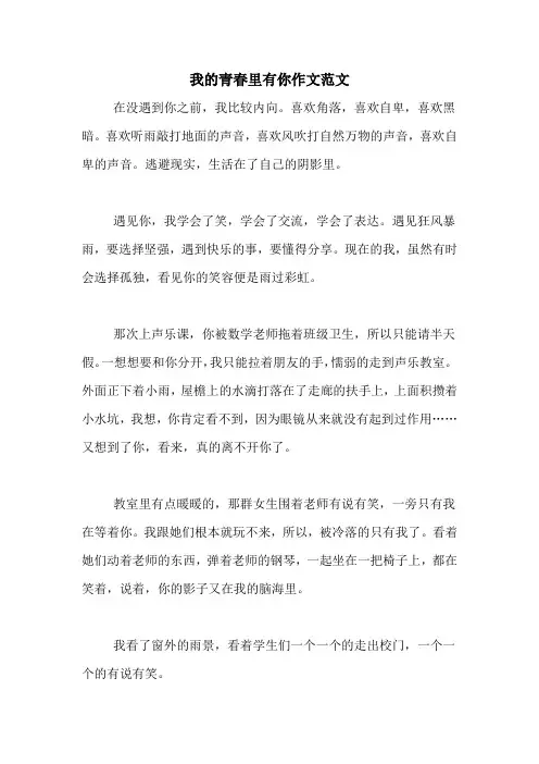 我的青春里有你作文范文