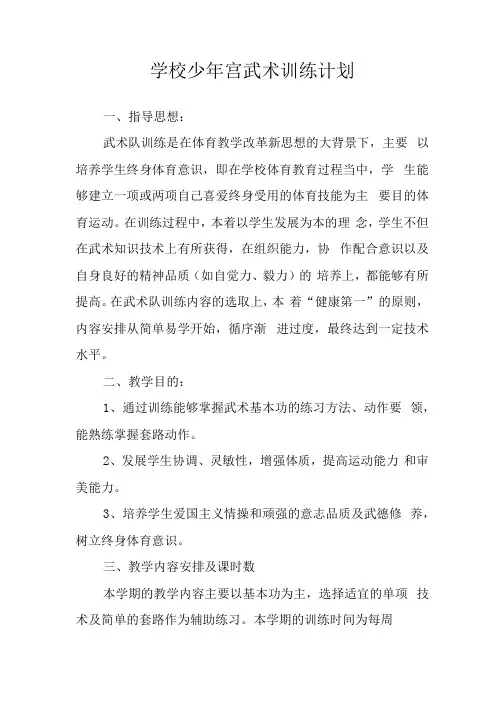 学校武术训练计划