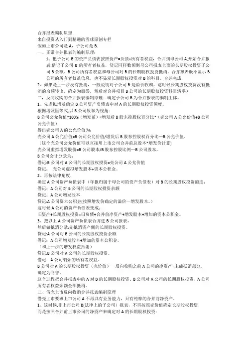 合并报表编制原理