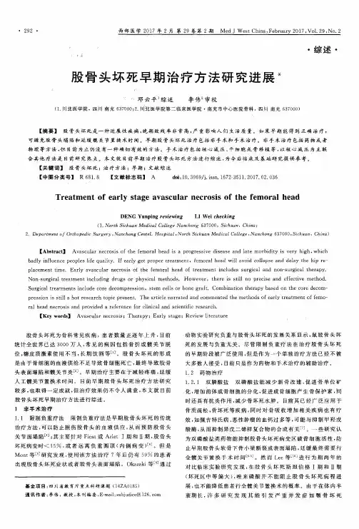 股骨头坏死早期治疗方法研究进展