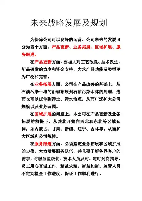 未来战略发展及规划