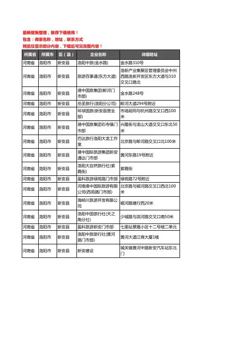 新版河南省洛阳市新安县旅行社企业公司商家户名录单联系方式地址大全16家