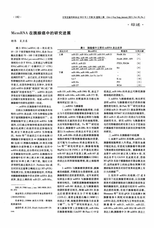 MicroRNA在胰腺癌中的研究进展