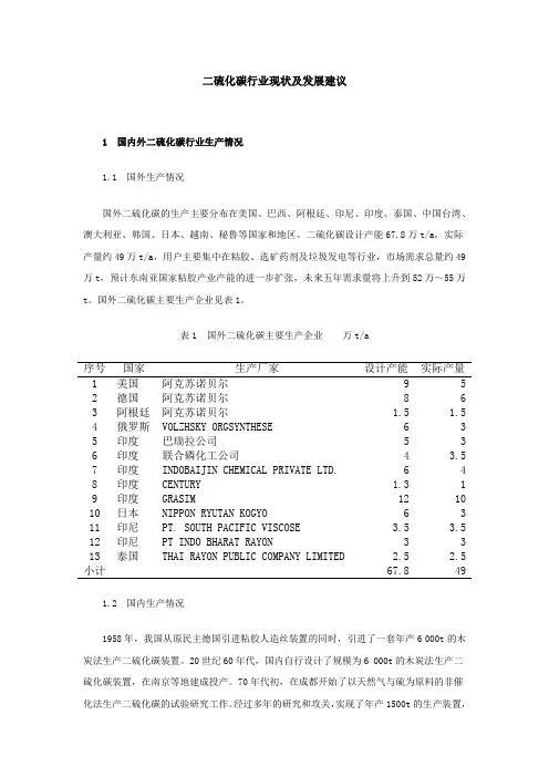 二硫化碳行业现状及发展建议