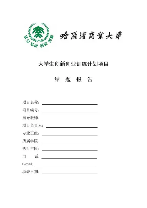 创新创业项目结题报告模板