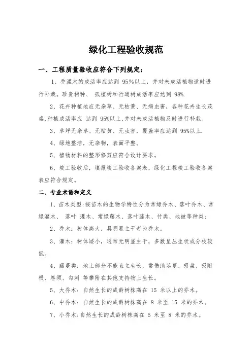 苗木验收标准