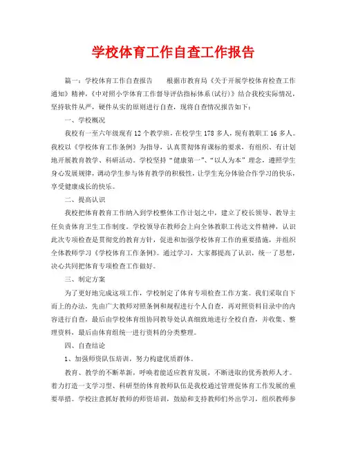 学校体育工作自查工作报告