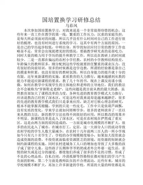 国培置换学习研修总结