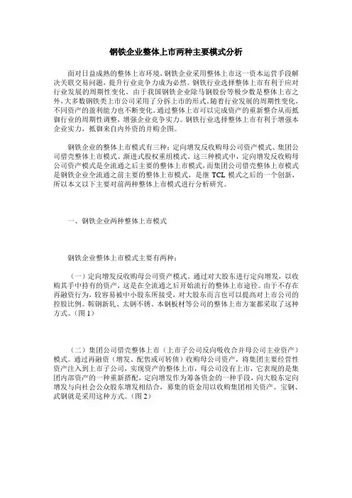 钢铁企业整体上市两种主要模式分析