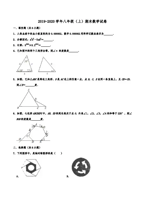 云南省昆明市官渡区2019-2020学年八年级(上)期末数学试卷
