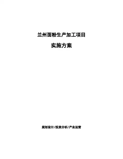 兰州面粉生产加工项目 实施方案