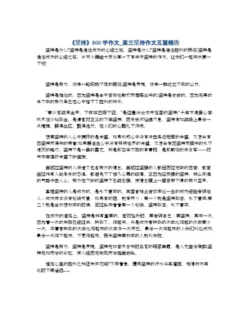 《坚持》800字作文_高三坚持作文五篇精选