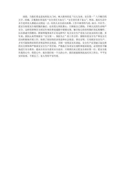 安全在我心中(演讲稿)