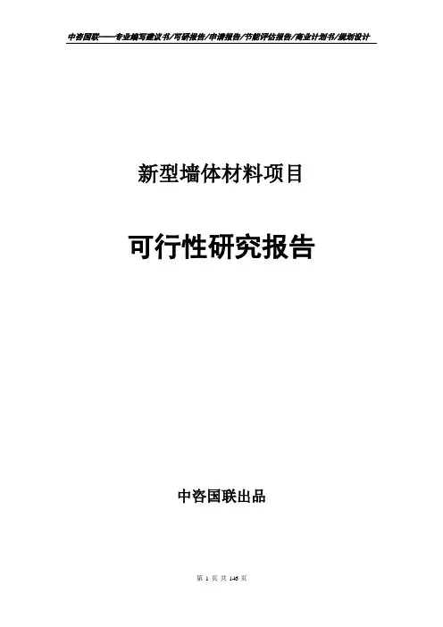 新型墙体材料项目可行性研究报告立项报告模板