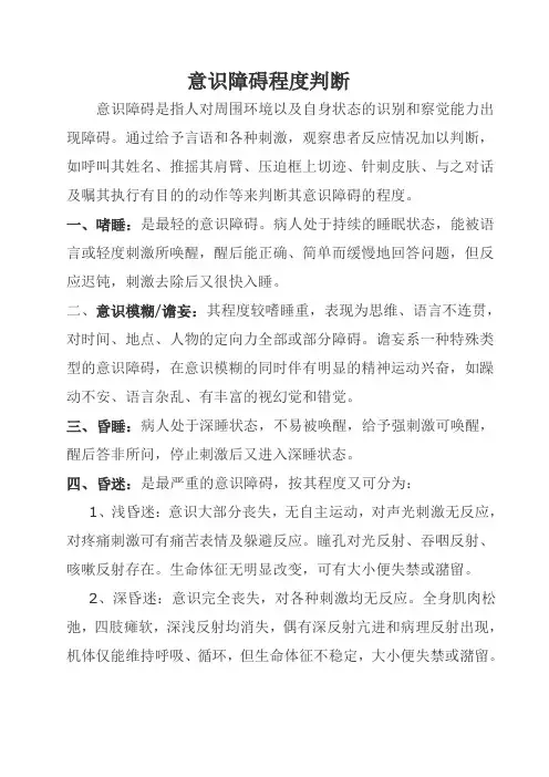 意识障碍程度判断
