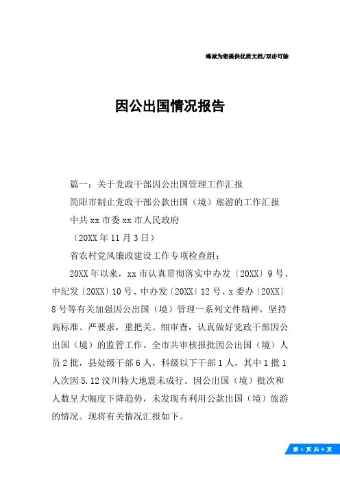 因公出国情况报告
