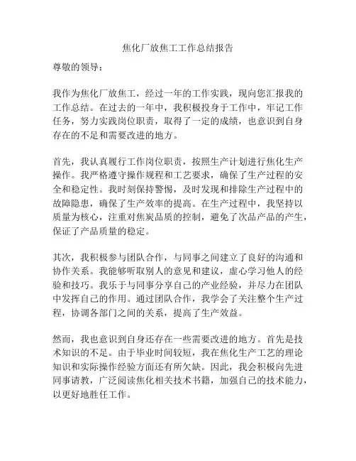 焦化厂放焦工工作总结报告