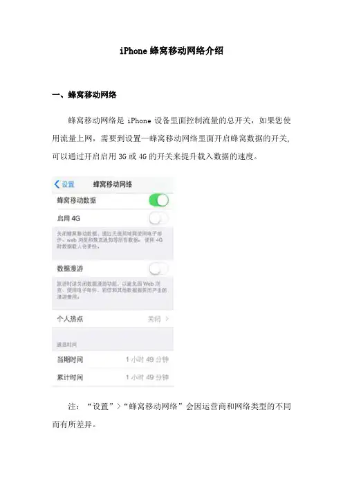 iPhone蜂窝移动网络介绍
