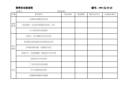 季节性安全检查表 3
