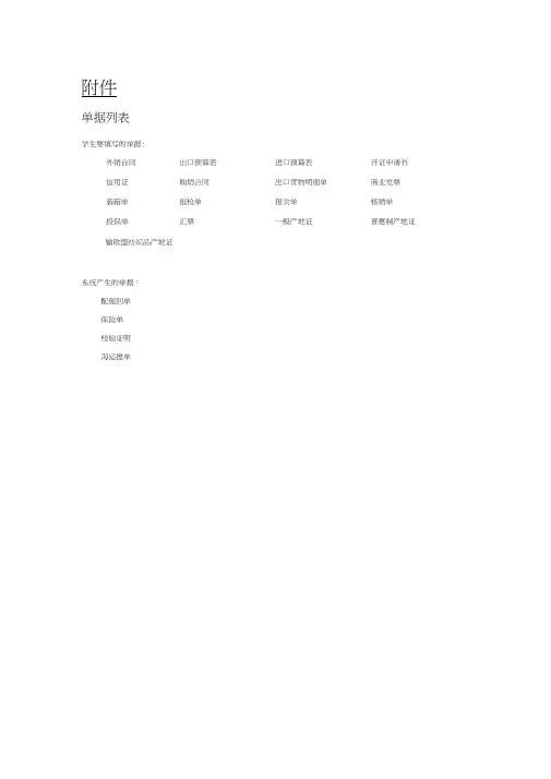 外贸单证单据样本