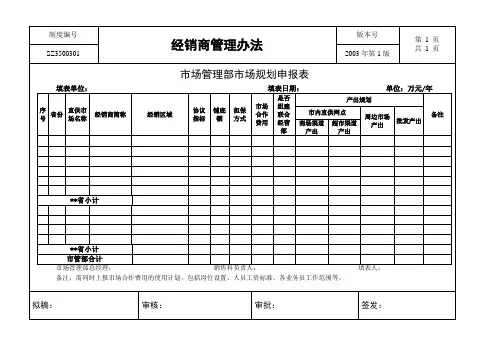 市场规划申报表