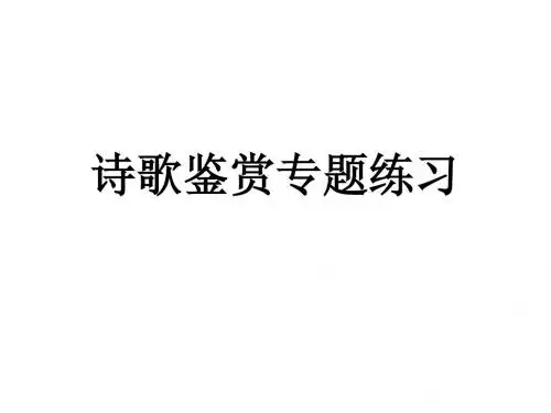 诗歌鉴赏专题练习