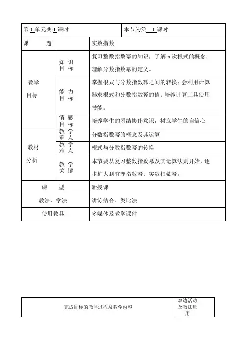 实数指数