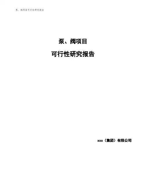 泵、阀项目可行性研究报告