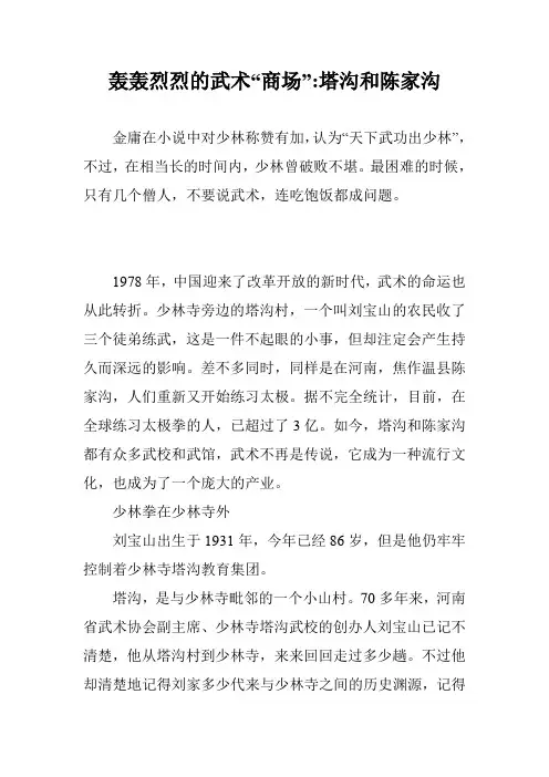轰轰烈烈的武术“商场”-塔沟和陈家沟
