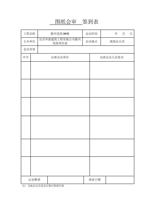 2.2图纸会审签到表、图纸会审、设计交底记录