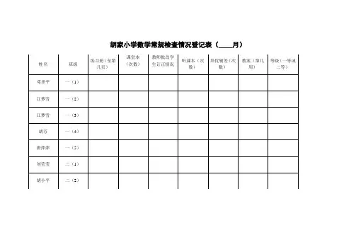 数学作业检查情况登记表