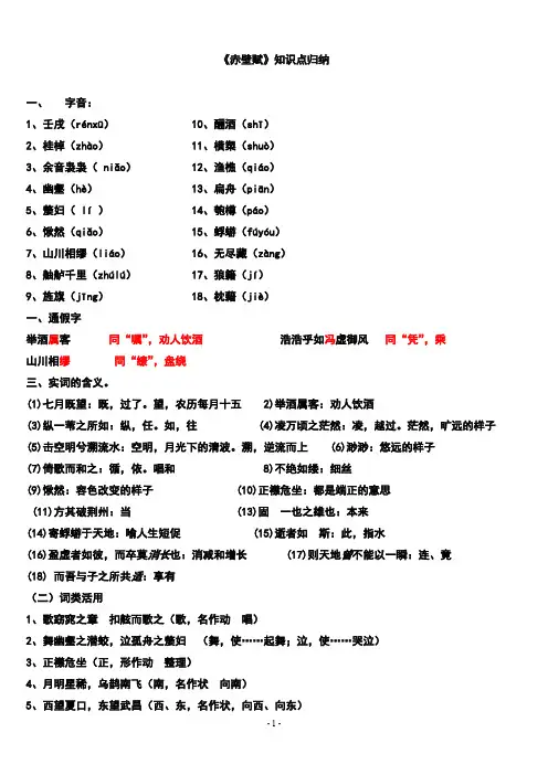 [VIP专享]《赤壁赋》知识点归纳