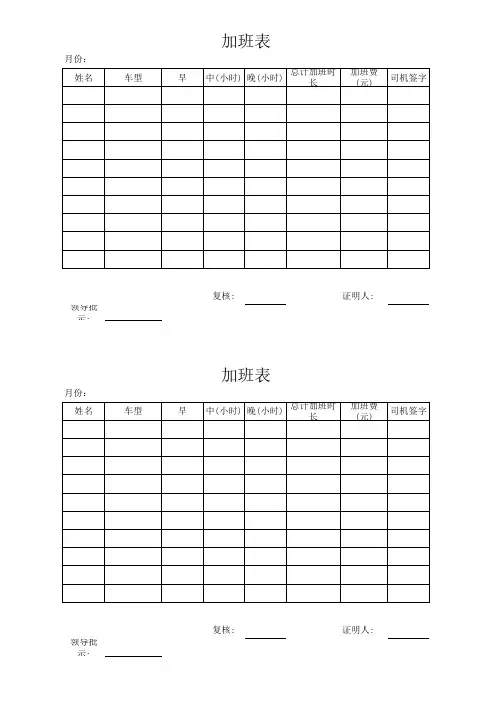 司机加班表