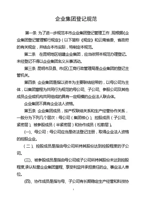 企业集团登记规范