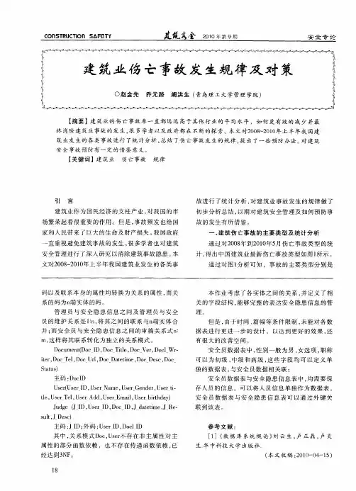 建筑业伤亡事故发生规律及对策