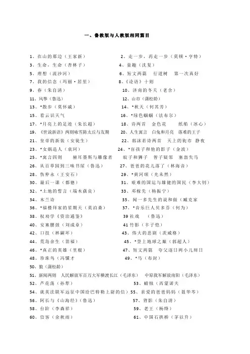 鲁教版与人教版教材比较