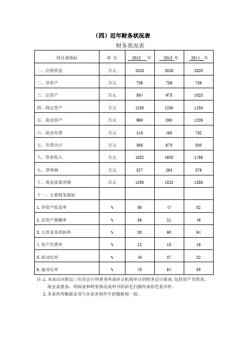 财务状况表